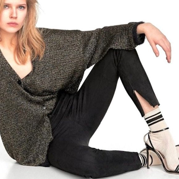 Zara Pants - ZARA Faux Suede High Rise Zip Ankle Split Hem Legging/Trouser